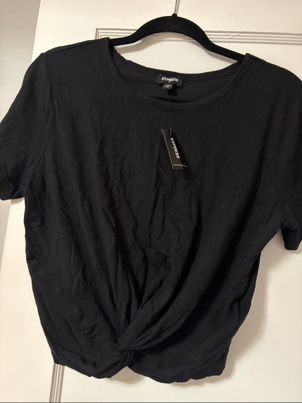 Express Black Crop Top with Front Twist